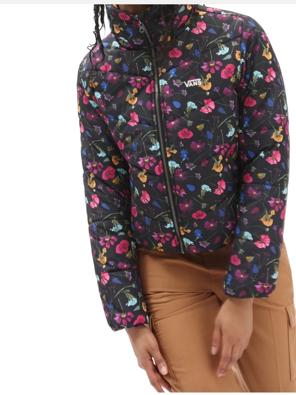 Vans Women’s Black Floral Quilted Jacket
